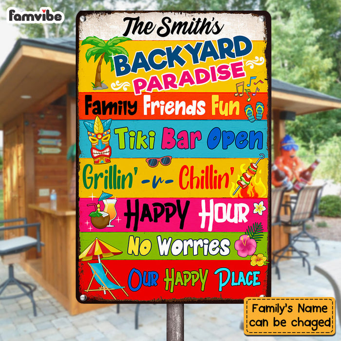 Personalized Gift For Family Outside Decoration Backyard Paradise Metal Sign 26219 1
