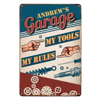 Personalized My Garage My Tools My Rules Gift For Dad For Grandpa Metal Sign 26220 thumb 1