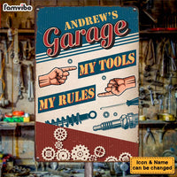Personalized My Garage My Tools My Rules Gift For Dad For Grandpa Metal Sign 26220 thumb 1