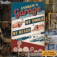 Personalized My Garage My Tools My Rules Gift For Dad For Grandpa Metal Sign 26220 thumb 1