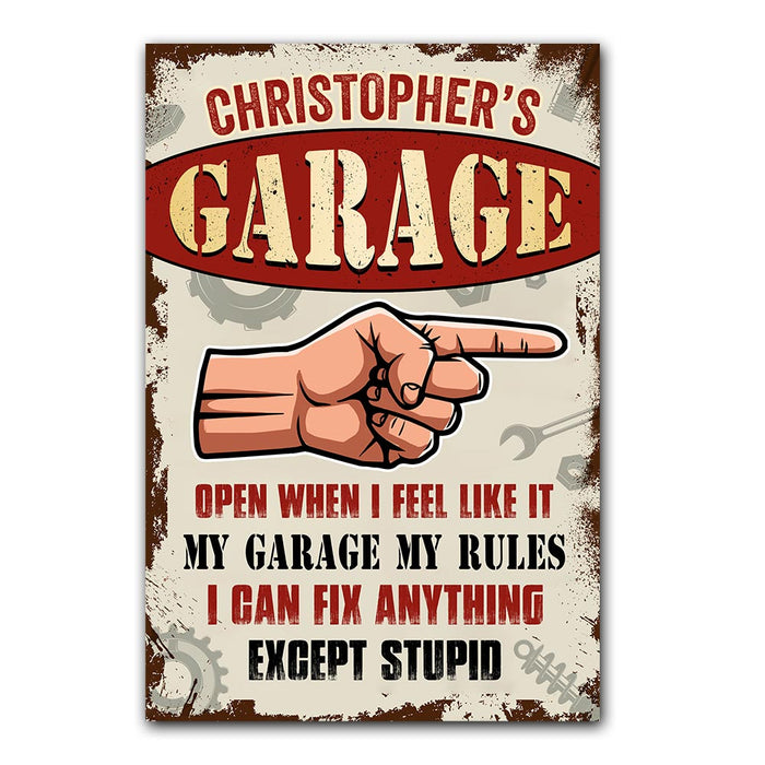 Personalized My Garage My Tools My Rules Gift For Dad For Grandpa Metal Sign 26222 1
