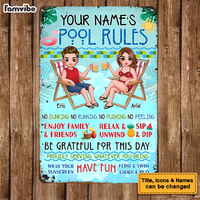 Personalized Gifts For Couples Husband Wife Pool Rules Metal Sign 26225 thumb 1
