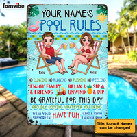 Personalized Gifts For Couples Husband Wife Pool Rules Metal Sign 26225 thumb 1