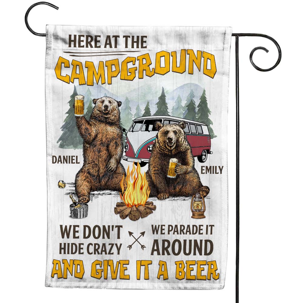 Personalized Camping Bear Campground Gifts For Couples Husband Wife Flag 26239 Primary Mockup