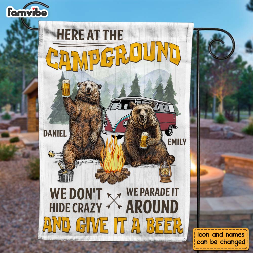 Personalized Camping Bear Campground Gifts For Couples Husband Wife Flag 26239 Primary Mockup