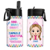 Personalized Gift For Daughter Granddaughter I Am Kind Kids Water Bottle With Straw Lid 26241 1