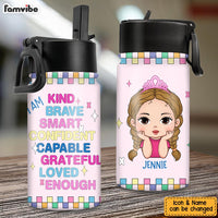 Personalized Gift For Daughter Granddaughter I Am Kind Kids Water Bottle With Straw Lid 26241 thumb 1