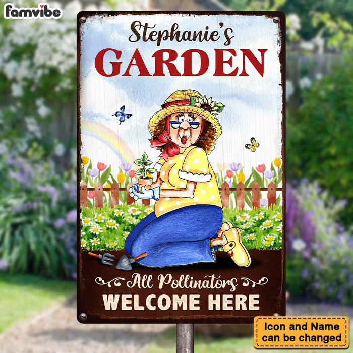 Personalized Gift For Grandma Garden All Pollinators Welcome Here Metal Sign 26243 1