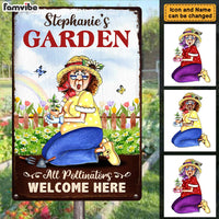 Personalized Gift For Grandma Garden All Pollinators Welcome Here Metal Sign 26243 thumb 1