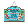 Personalized Gift For Couple Husband Wife Spanish Pool Rules Wood Sign 26244 1