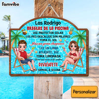 Personalized Gift For Couple Husband Wife Spanish Pool Rules Wood Sign 26244 thumb 1
