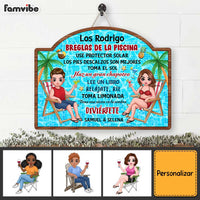 Personalized Gift For Couple Husband Wife Spanish Pool Rules Wood Sign 26244 thumb 1