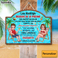 Personalized Gift For Couple Husband Wife Spanish Pool Rules Wood Sign 26244 thumb 1