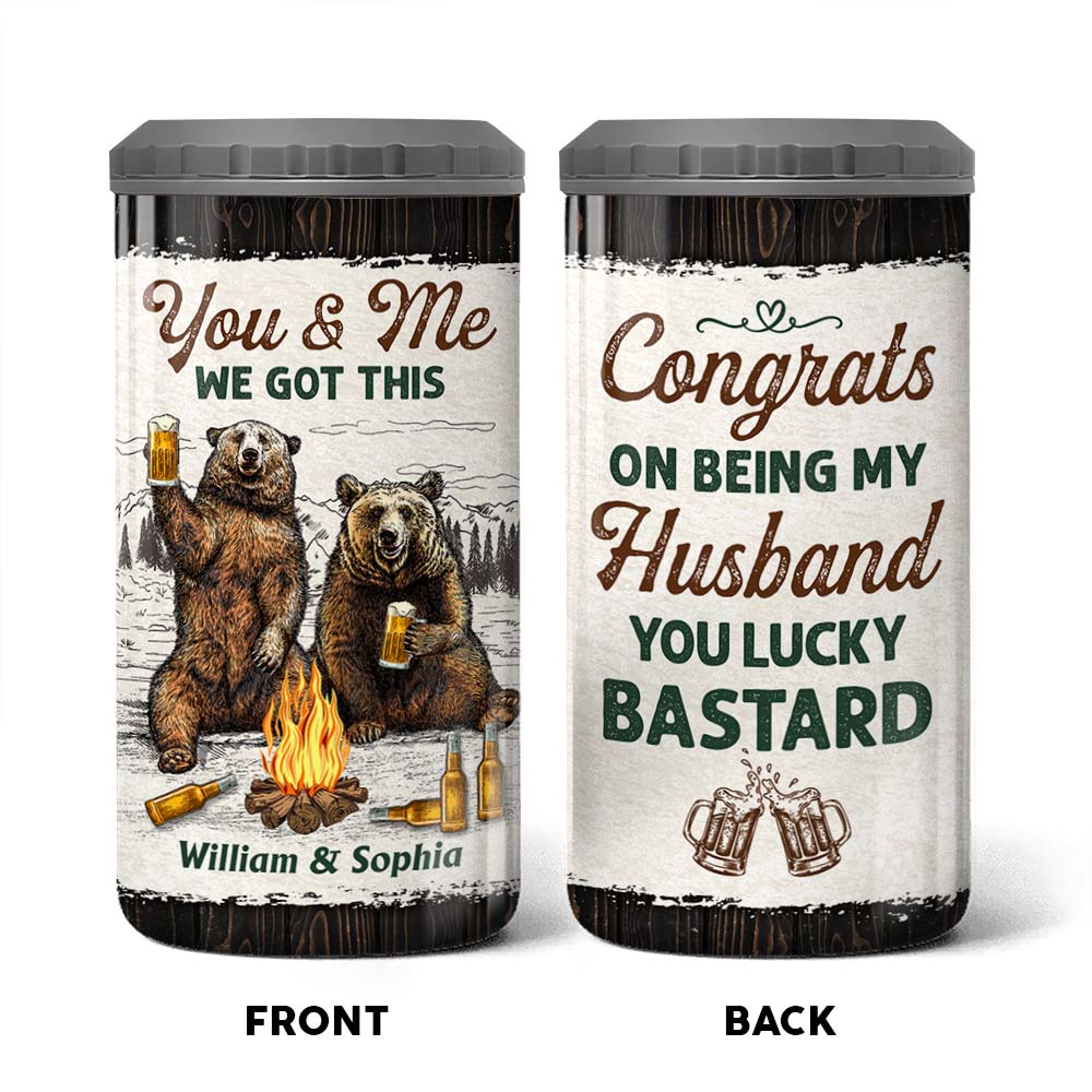 Personalized Gift For Couple Funny Lucky Man 4 in 1 Can Cooler 26256 Primary Mockup