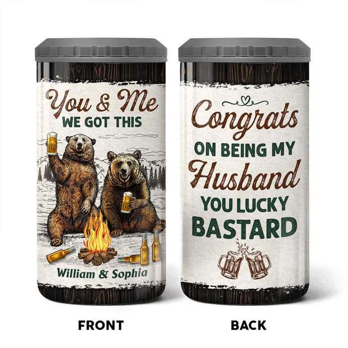 Personalized Gift For Couple Funny Lucky Man 4 in 1 Can Cooler 26256 1