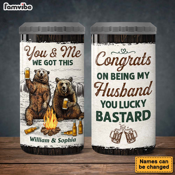 Personalized Gift For Couple Funny Lucky Man 4 in 1 Can Cooler 26256 1