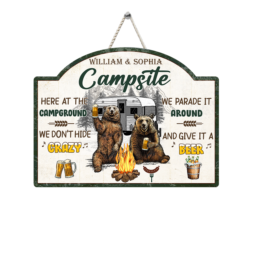 Personalized Gift For Couple Crazy Camping Wood Sign 26261 Primary Mockup