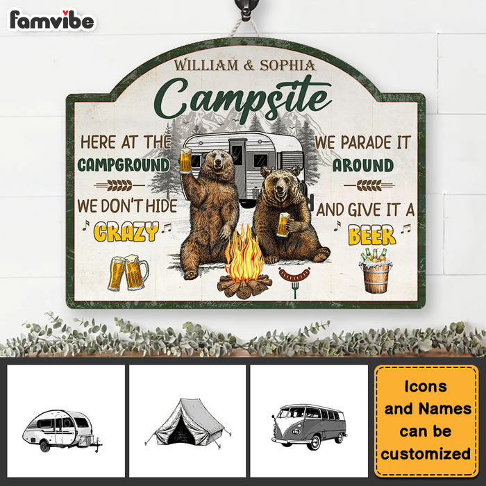 Personalized Gift For Couple Crazy Camping Wood Sign 26261 1