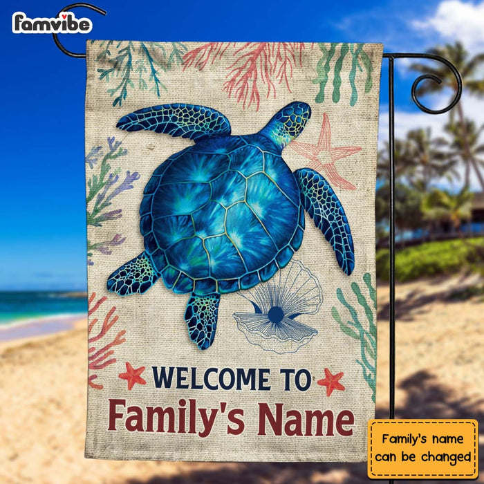 Personalized Gift for Family  Turtle Couple Flag 26270 1