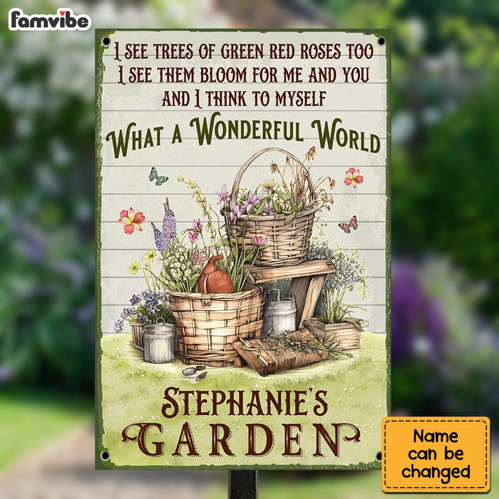 Personalized Gift For Grandma Garden What A Wonderful World Metal Sign 26279 1