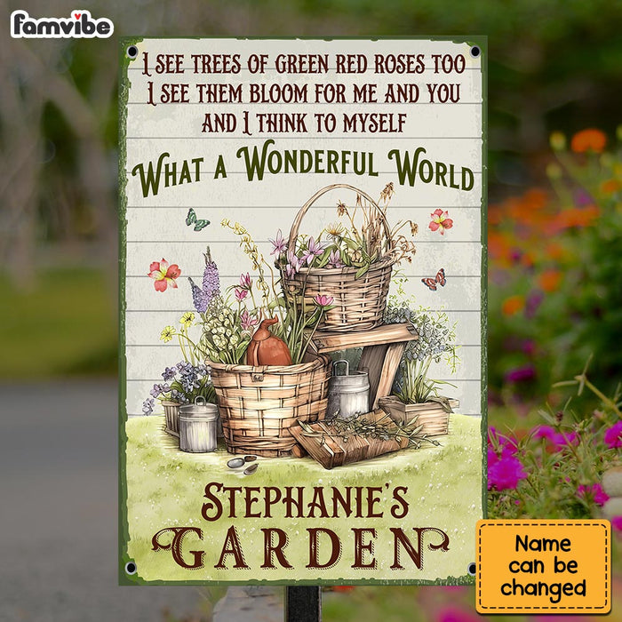 Personalized Gift For Grandma Garden What A Wonderful World Metal Sign 26279 1