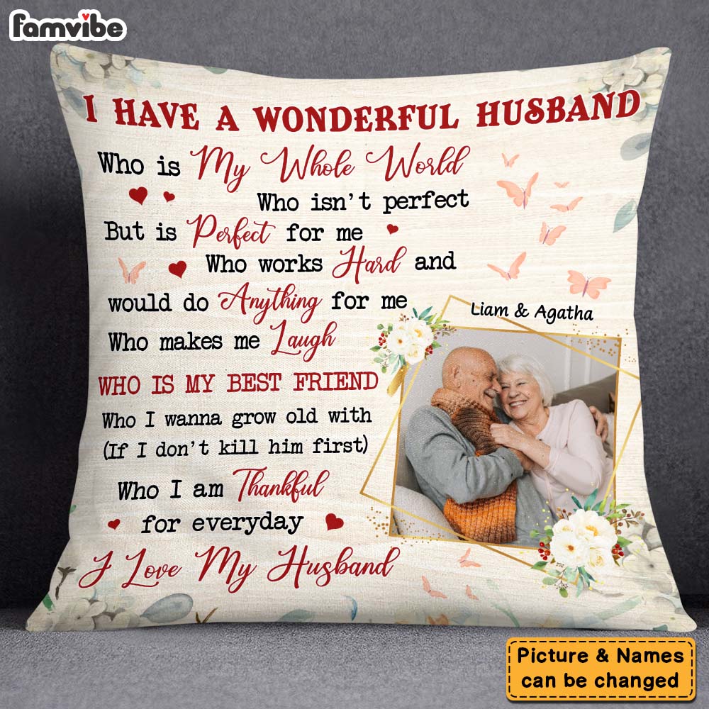 Personalized Gift For Couple I Have A Wonderful Husband Pillow 26284 Primary Mockup