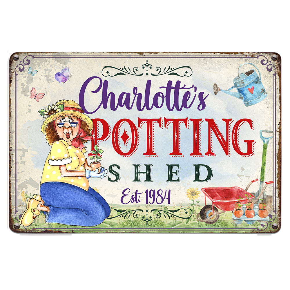 Personalized Gift For Grandma's Potting Shed Metal Sign 26292 Primary Mockup