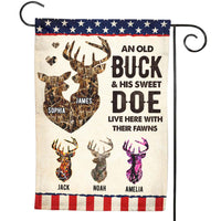Personalized Gift For Family Buck Doe And Fawns Live Here Flag 26297 thumb 1