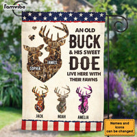 Personalized Gift For Family Buck Doe And Fawns Live Here Flag 26297 thumb 1