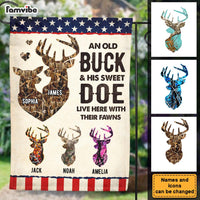 Personalized Gift For Family Buck Doe And Fawns Live Here Flag 26297 thumb 1