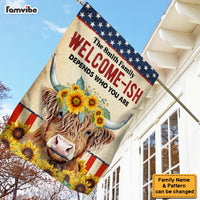Personalized Patriotic Welcome-Ish Highland Cow With Sunflowers 4th Of July Flag 26311 thumb 1