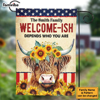 Personalized Patriotic Welcome-Ish Highland Cow With Sunflowers 4th Of July Flag 26311 thumb 1
