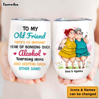 Personalized Gifts For Old Friends Here's To Another Year Of Bonding Wine Tumbler 26316 thumb 1