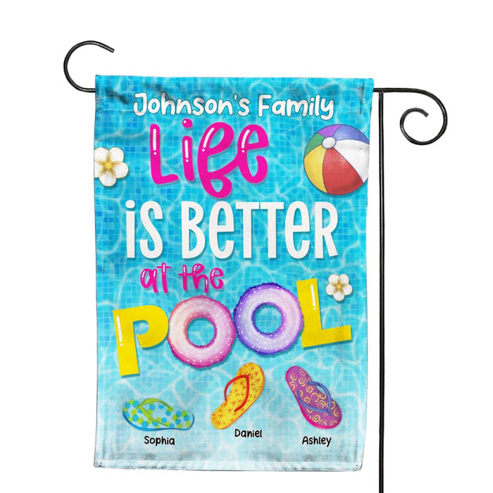 Personalized Gift For Couple Family Life Is Better At The Pool Flag 26326 1