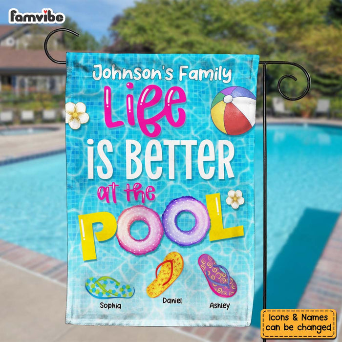 Personalized Gift For Couple Family Life Is Better At The Pool Flag 26326 1