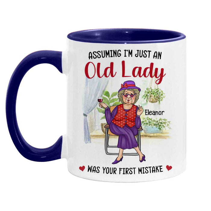 Personalized Gift For Senior Lady Assuming I'm Just An Old Lady Was Your First Mistake Mug 26329 1