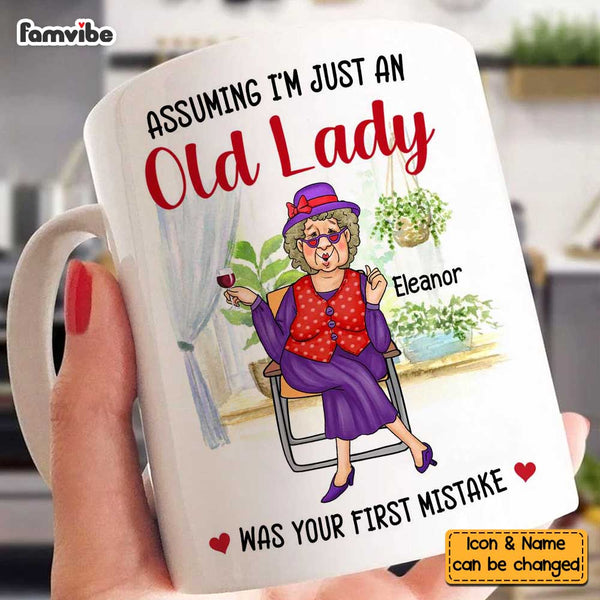 Personalized 'Assuming I'm an Old Lady' Mug: Fun Gift for Senior Lady ...