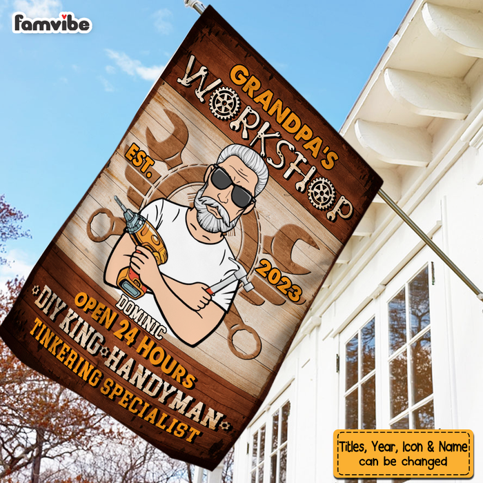 Personalized Workshop Garage Autoshop Woodshop Gifts For Grandpa Flag 26330 1