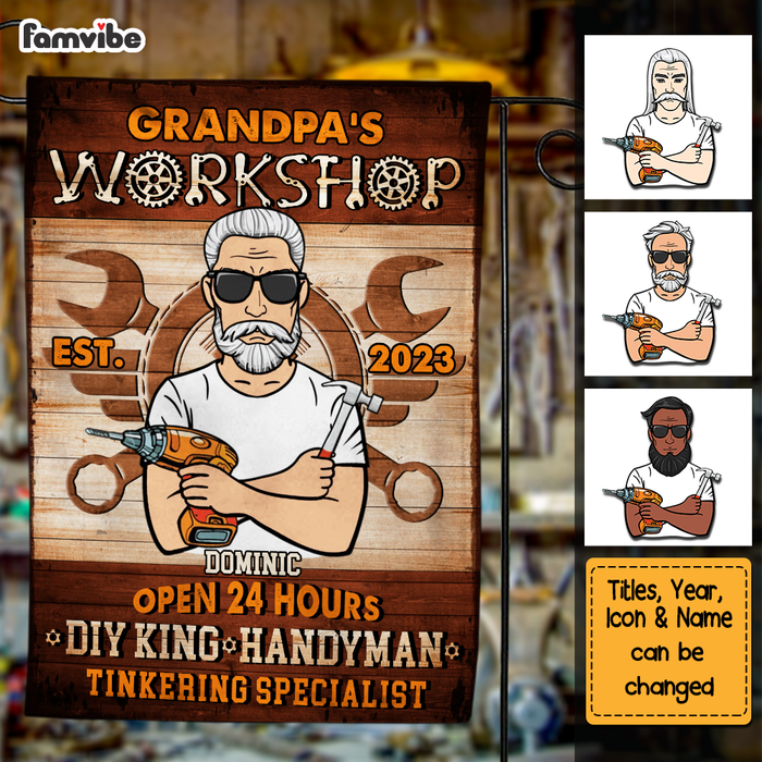 Personalized Workshop Garage Autoshop Woodshop Gifts For Grandpa Flag 26330 1