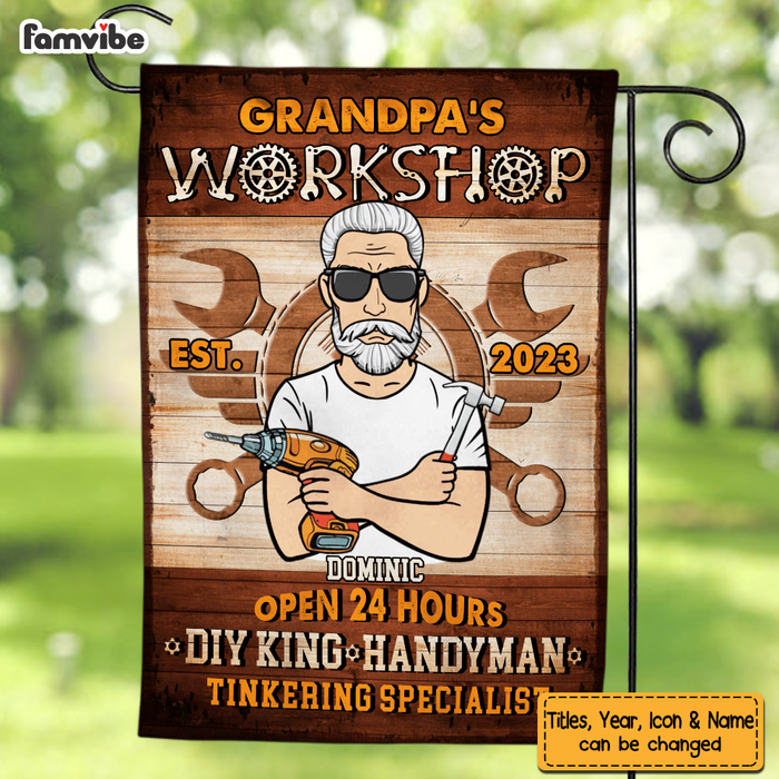 Personalized Workshop Garage Autoshop Woodshop Gifts For Grandpa Flag 26330 1