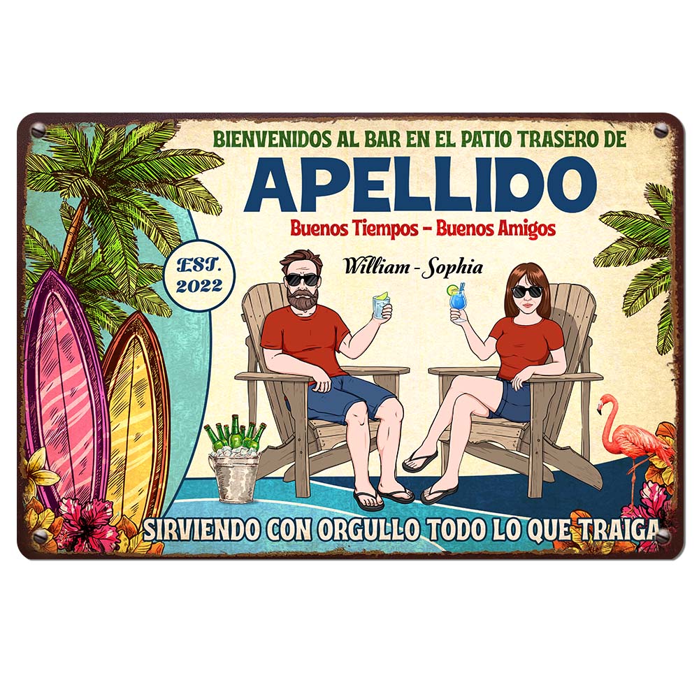 Personalized Gift For Family Backyard Bar Patio Spanish Metal Sign 26337 Primary Mockup