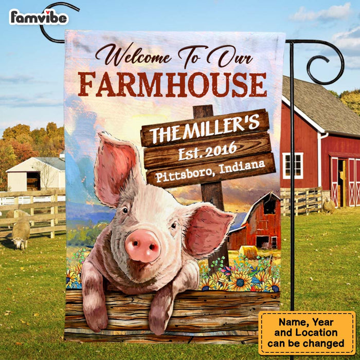 Personalized Gift For Family Welcome To Our Farmhouse Flag 26346 1