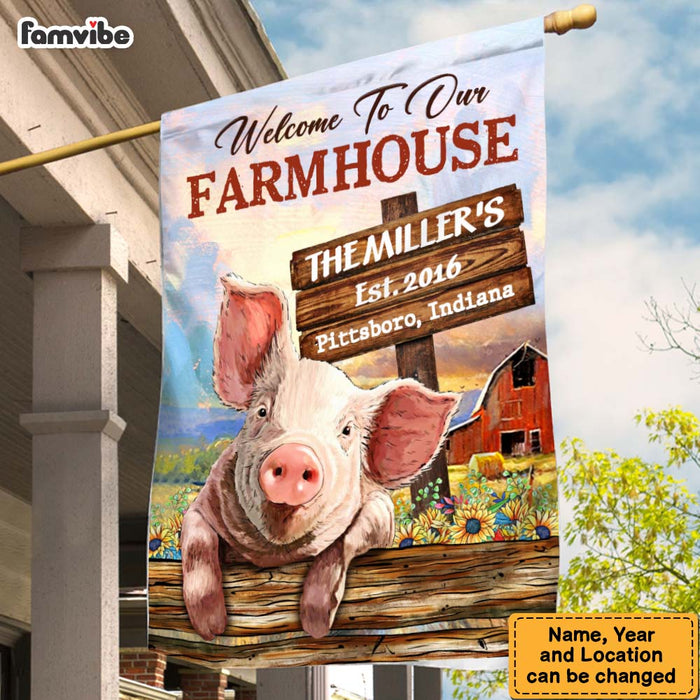 Personalized Gift For Family Welcome To Our Farmhouse Flag 26346 1