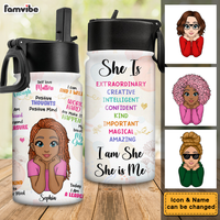 Personalized Daily Affirmation Gifts For Granddaughers Self Love She Is Kids Water Bottle With Straw Lid 26347 thumb 1