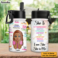Personalized Daily Affirmation Gifts For Granddaughers Self Love She Is Kids Water Bottle With Straw Lid 26347 thumb 1
