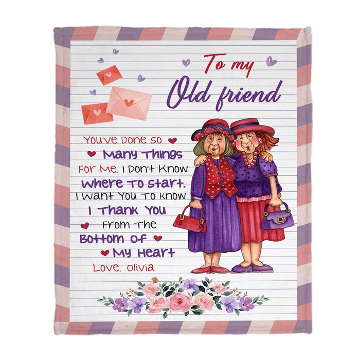 Personalized  Gift For Old Friend Thank You From The Bottom Of My Heart Blanket 26377 1