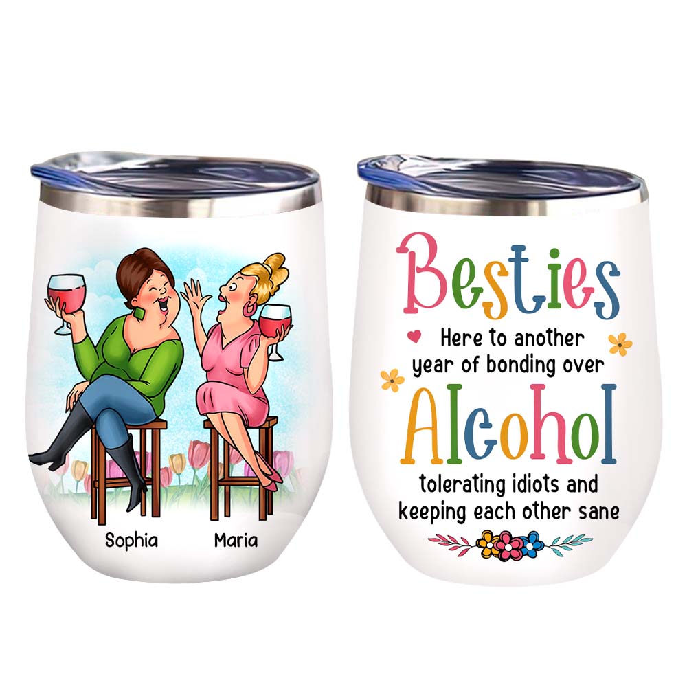 Personalized Gift For Friends Another Year Of Bonding Wine Tumbler 26385 Primary Mockup