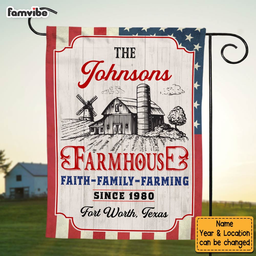 Personalized Gift For Family Farmhouse Faith Family Farming Flag 26389 Primary Mockup