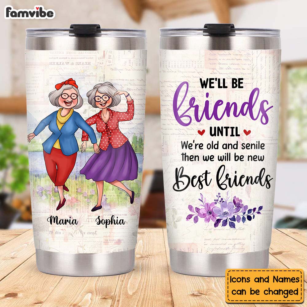 Personalized Gift for Friends We're Old And Senile Dancing Ladies Steel Tumbler 26116 26399 Mockup 5