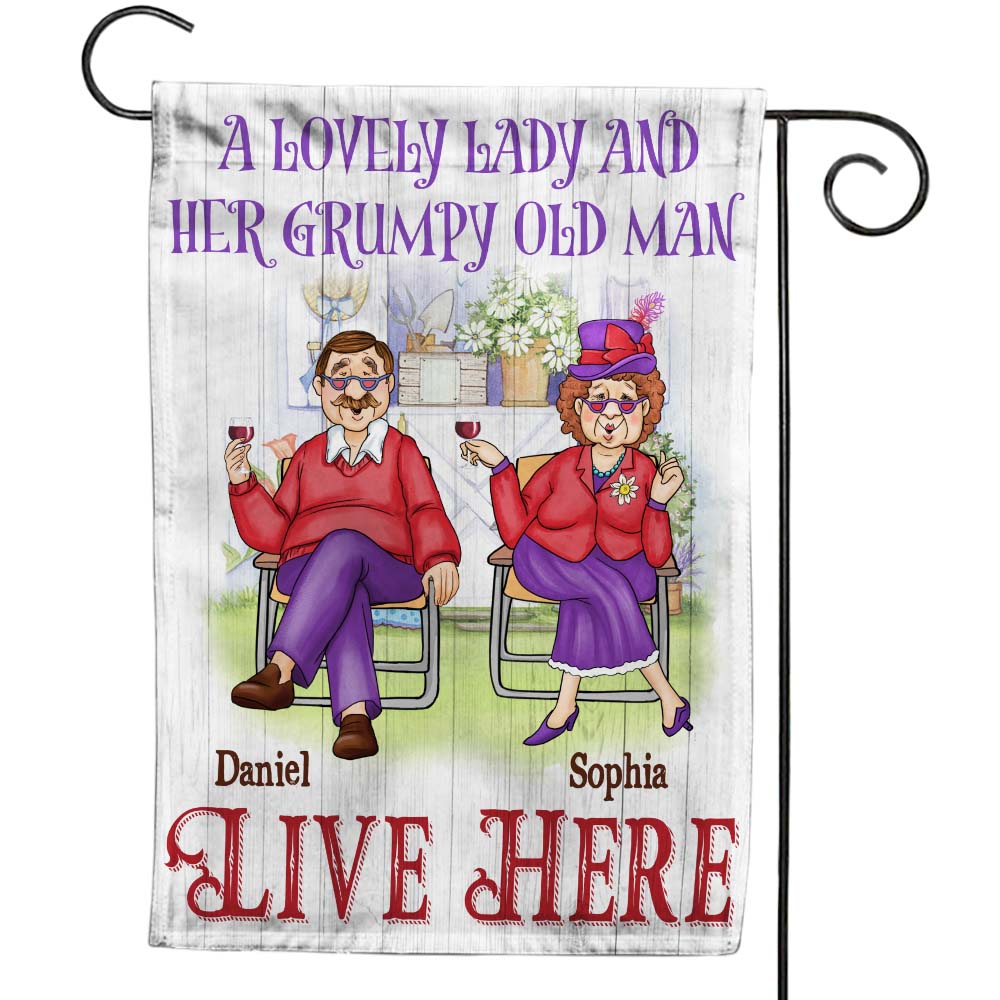 Personalized Gift For Couple A Lovely Lady And Her Old Man Live Here 26411 Flag Primary Mockup